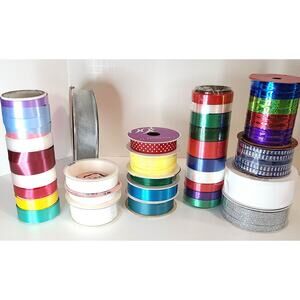 Ribbon Rolls Lot 15 Gift Wrap Craft Stamping Assorted Colors Widths Textures